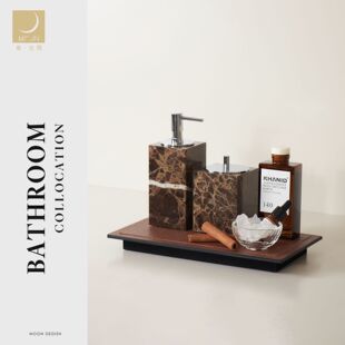 MOON慕空间北欧风样板间卫浴套装 饰品洗手间摆设道具香薰托盘 软装