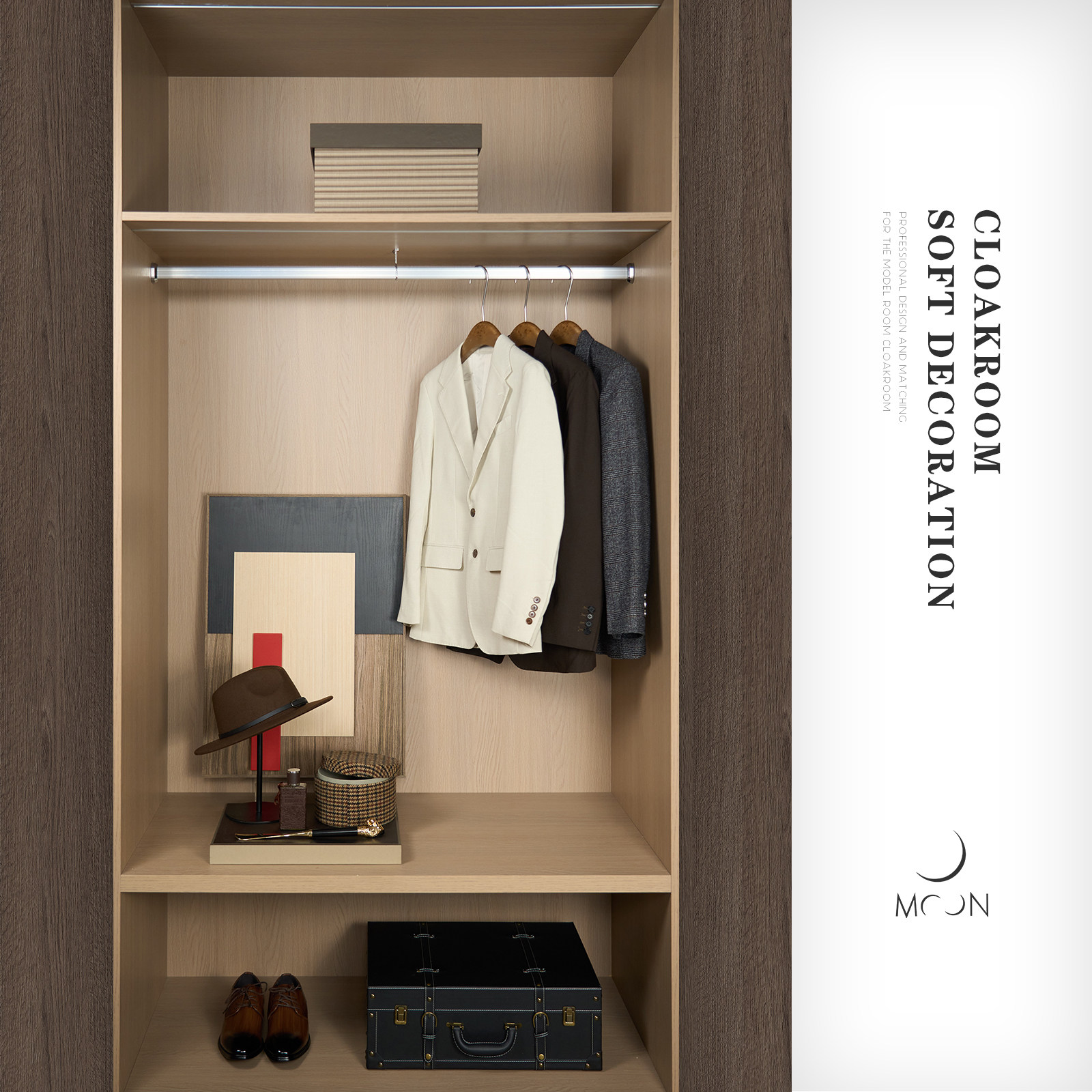 MOON慕空间样板房衣帽间摆件男士西装外套意式简约毛毡帽软装饰品,家居饰品,家饰软装搭配套装,淘宝优惠券,粉丝福利购,淘宝优惠卷