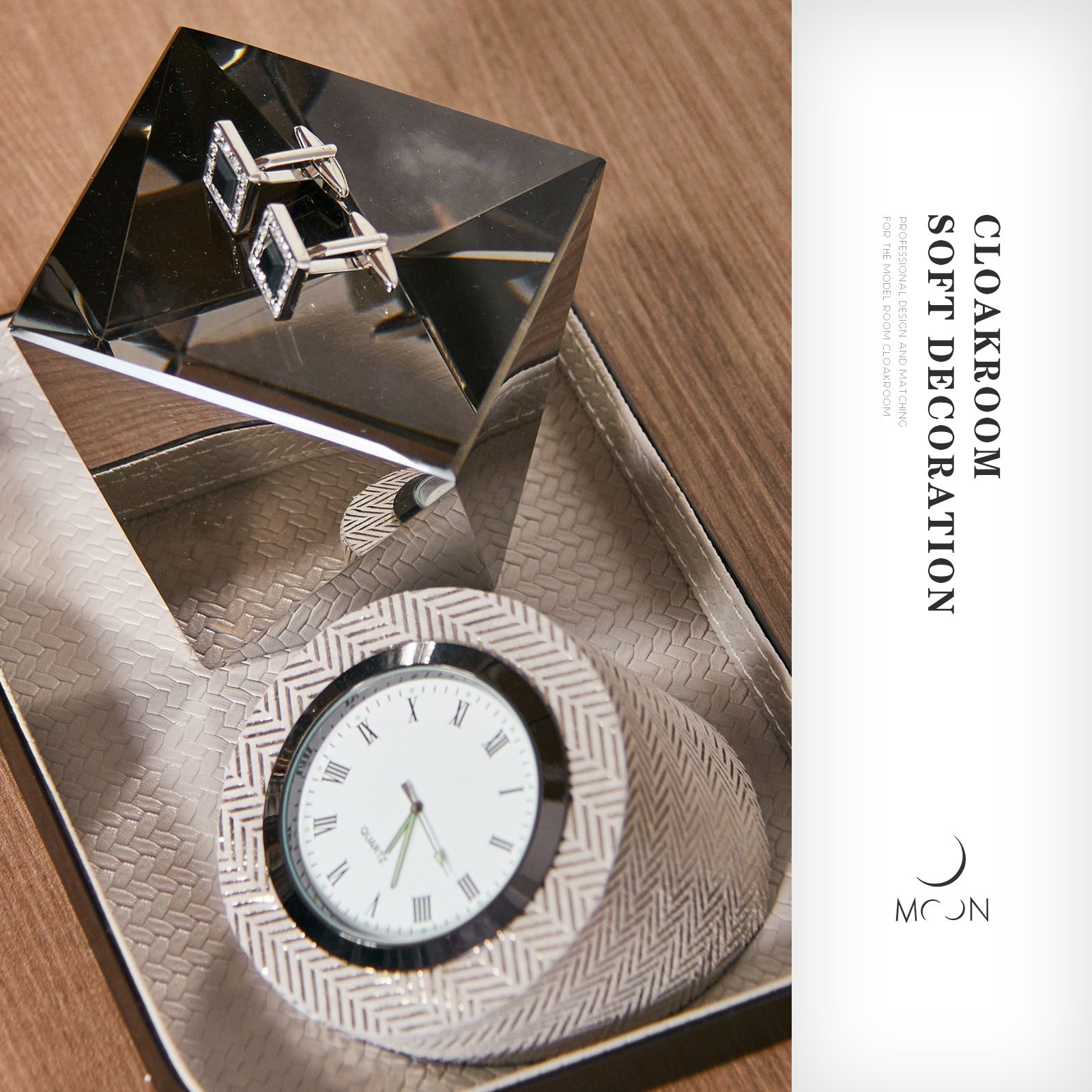 MOON慕空间样板房衣帽间男士梳妆台摆件钟表袖扣摆设道具软装饰品