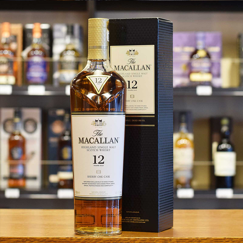 分享装macallan麦卡伦威士忌12年18年雪莉桶25年蓝钻单桶蓝天双桶