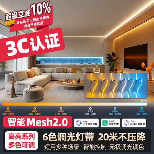 智能MESH2.0六色调光SMD灯带高亮