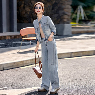 牛仔裤套装搭配一整套两件套女装酷飒风春装2026新款今年流行爆款