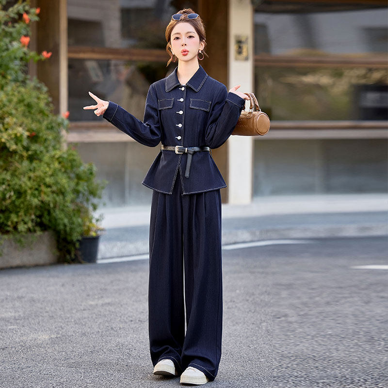 天丝牛仔套装春装搭配一整套高级感轻奢女装2026年新款减龄两件套