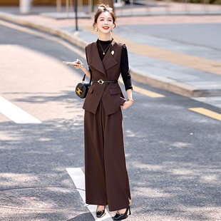 西装马甲三件套阔腿裤套装女装2026新款春装搭配一整套高级感轻奢