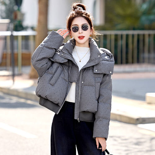 2025新款短款烫钻羽绒服小个子