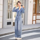 今年流行漂亮气质显瘦连衣裤 西装 女2026春装 新款 领牛仔连体裤 套装