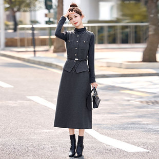 假三件马甲两件套裙春装搭配一整套高级感轻奢女装2026超火连衣裙