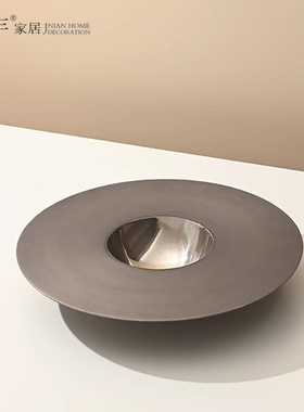 简约现代轻奢创意圆形装饰碗花器摆件样板间酒店客厅玄关桌面摆设