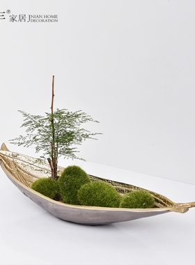 北欧式风铝制树叶造型果盘摆件