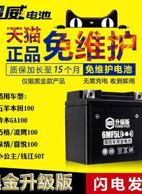 五羊本田小公主100摩托车蓄电瓶12v5AH 雅马哈巧格凌鹰100干电池