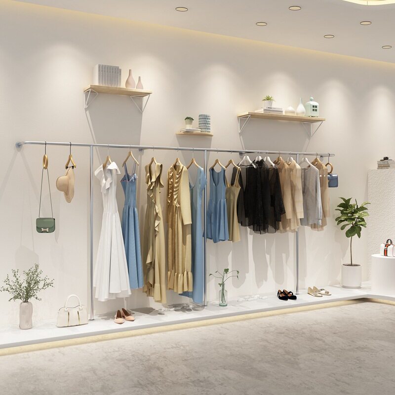欧式铁艺挂衣架网红壁挂式挂架服装货架女装展示架墙上陈列架简约