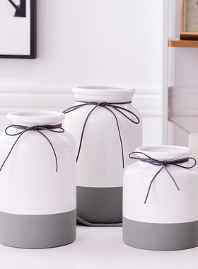 生产北欧简约现代陶瓷花瓶三件套家居装饰摆件工艺品储水花器