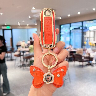 适用于保时捷钥匙壳卡宴macan帕拉梅拉钥匙扣911汽车保护套女