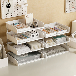 学生桌面书本收纳层架多层办公室文件整理收纳盒A4文件架书桌置物