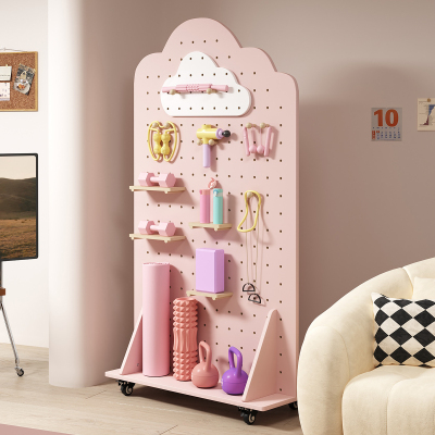 洞洞板置物架定制可移动实木装饰隔板瑜伽架健身镜运动器材收纳层