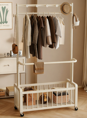 卧室落地挂衣架移动金属衣帽架床尾晚上放衣服神器宿舍新款挂包架