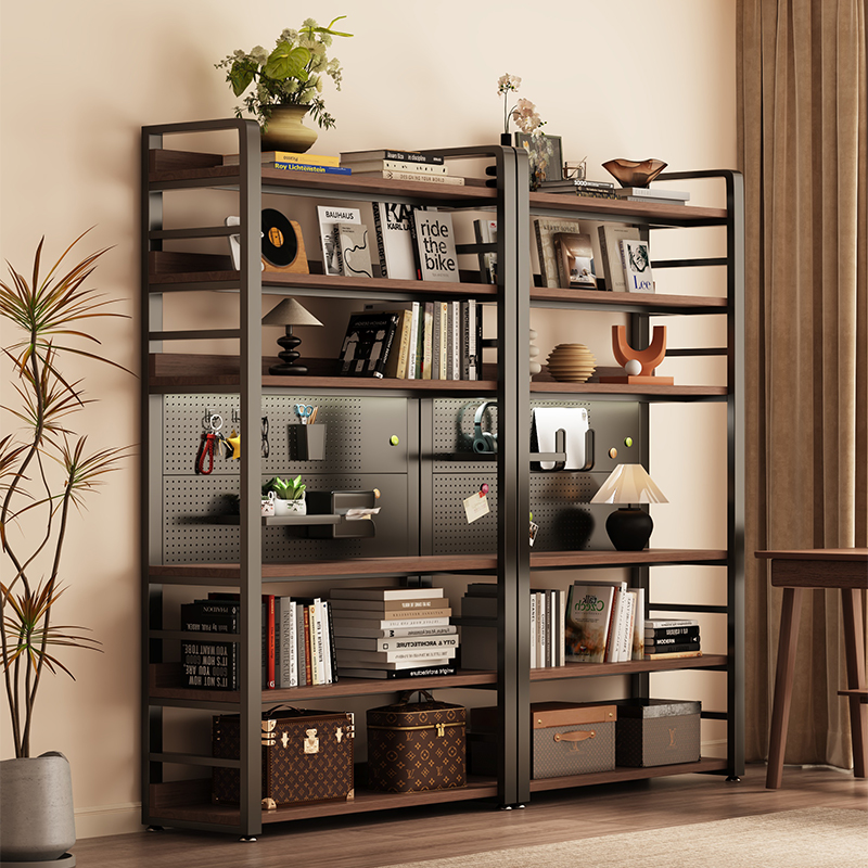 洞洞板桌旁延展落地置物架书架