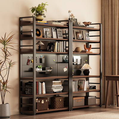 洞洞板桌旁延展落地置物架书架