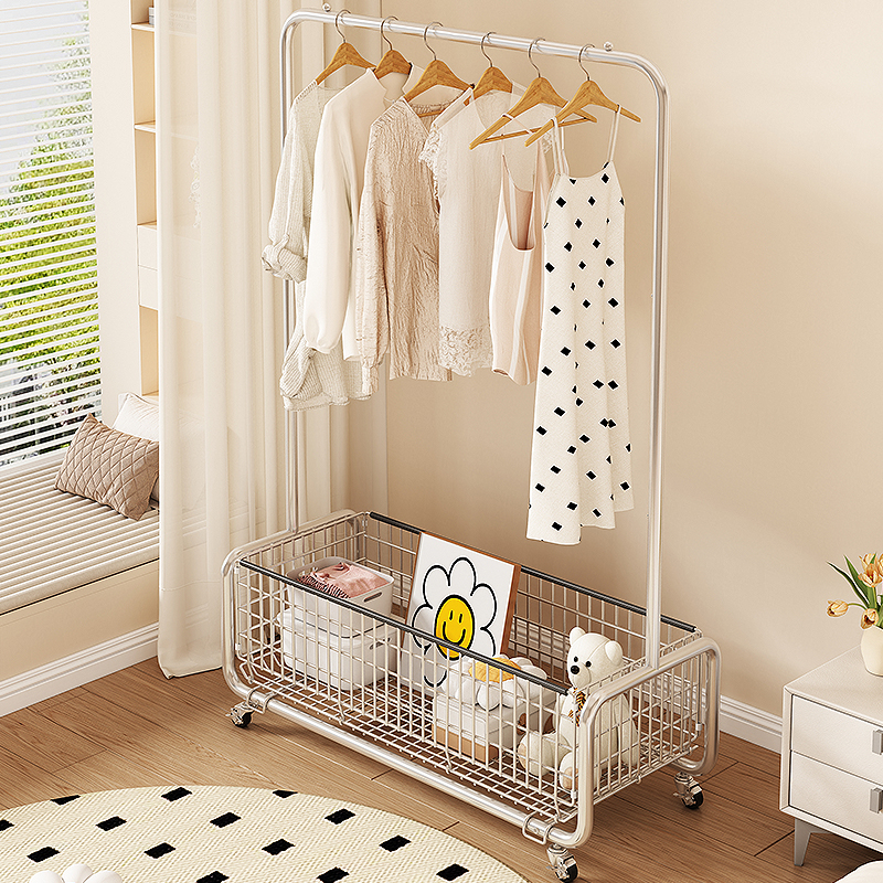 可移动可拆卸网篮衣帽架