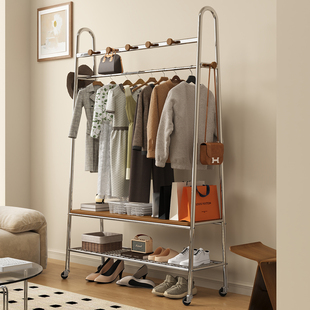 2025新款挂衣架实木落地挂衣架可移动卧室置物架小型家用衣帽架子