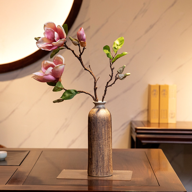 仿真古典玉兰花摆件客厅电视柜假花摆设茶几玄关装餐桌面绢花艺,家居饰品,仿真花/假花,淘宝优惠券,粉丝福利购,淘宝优惠卷