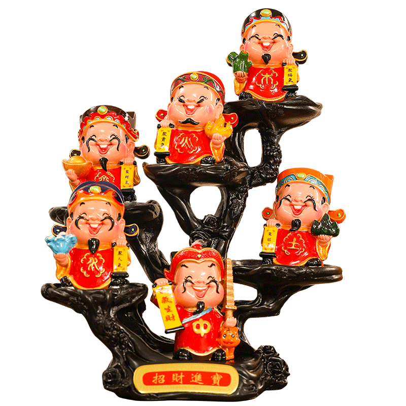 五路财神爷办公室桌面酒柜装饰品