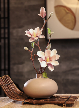 高档古典玉兰花仿真花艺套装假花客厅家居装饰品摆件干花摆设绢花