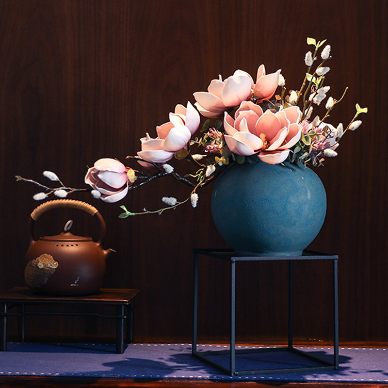 新中式仿真玉兰盆栽送礼玄关茶几