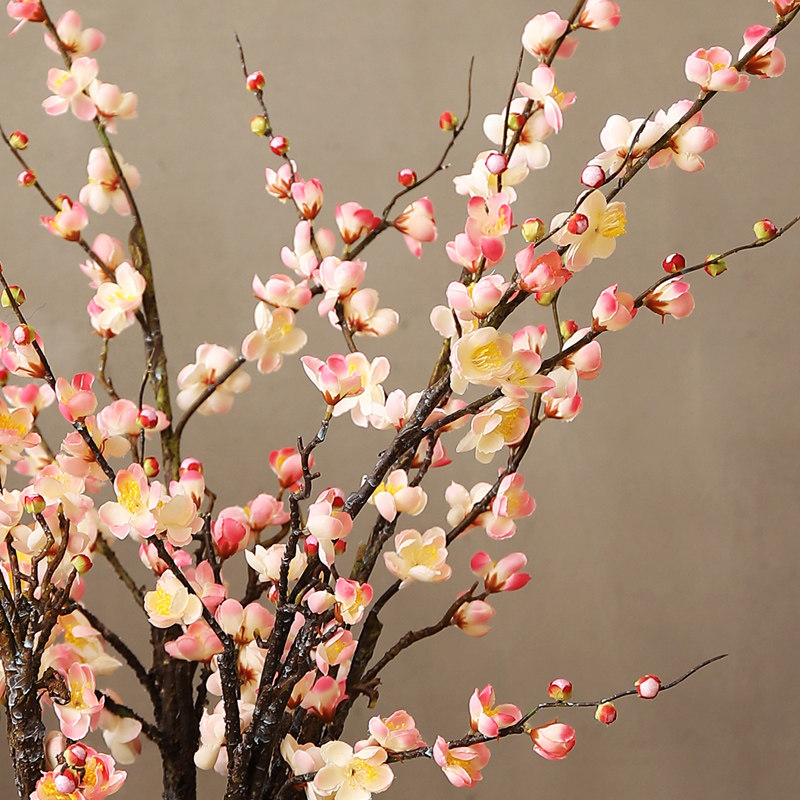落地傲雪腊梅仿真梅花树枝假花绢花禅意中式客厅落地插花婚庆装饰