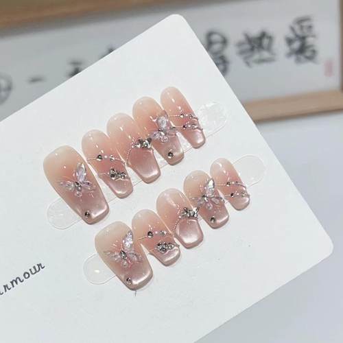 【蝶仙子】抖音爆款美甲穿戴甲手作高级氛围感纯欲风猫眼蝴蝶美甲