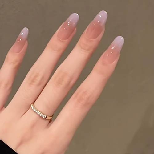 芋泥奶酪纯手工穿戴甲紫色渐变夏日甜美光疗甲可拆卸可重复使用