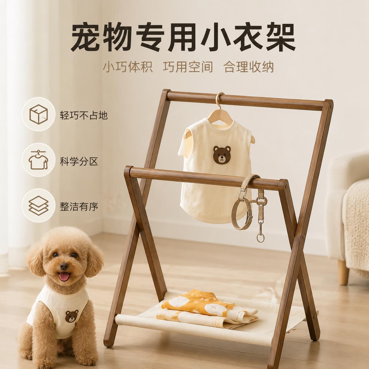 床头衣架迷你落地式狗狗专用挂衣架猫咪衣服置物架简易小型衣帽架