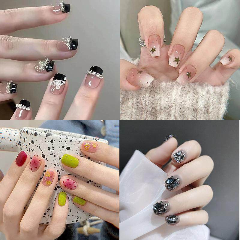 手工美甲夏日粉粉透色可爱裙边爱心蝴蝶结法式少女穿戴甲粉嫩长款,收纳整理,指甲油收纳盒,淘宝优惠券,粉丝福利购,淘宝优惠卷