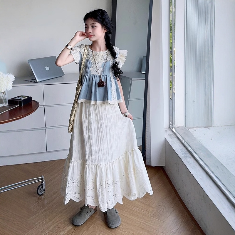女童夏日超好看连衣裙2025新款女孩大童韩系穿搭儿童夏季套装裙子
