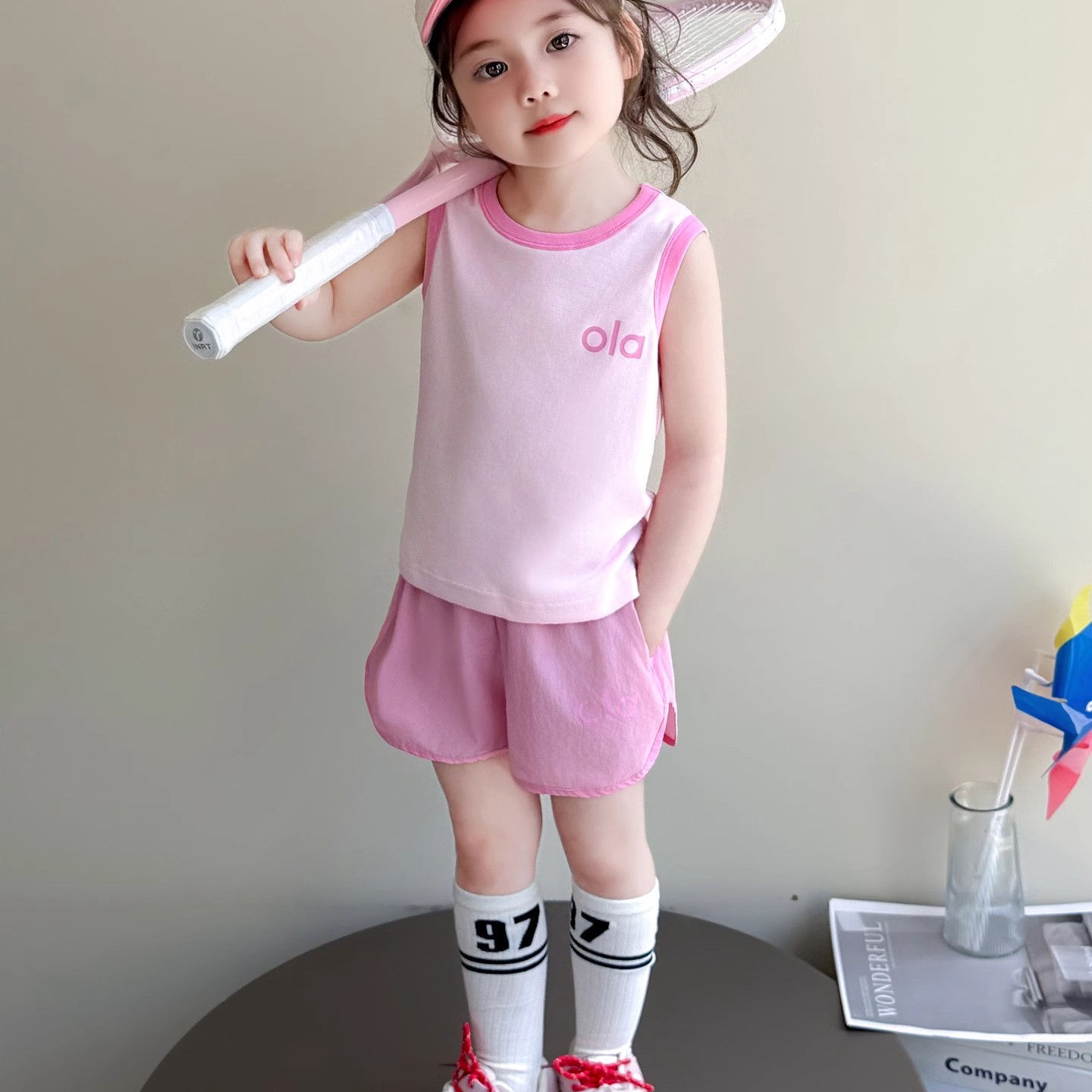 女童背心套装夏季2025新款女宝宝洋气时髦夏装休闲运动短裤两件套