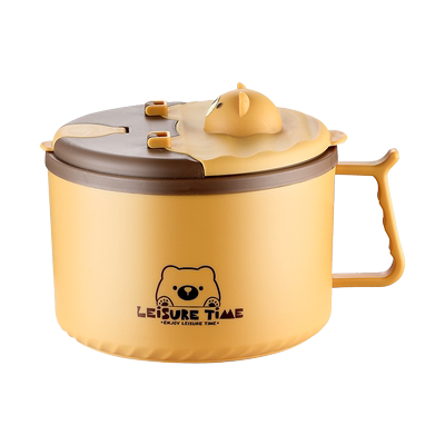 316L不锈钢泡面碗带盖滤水拌面碗