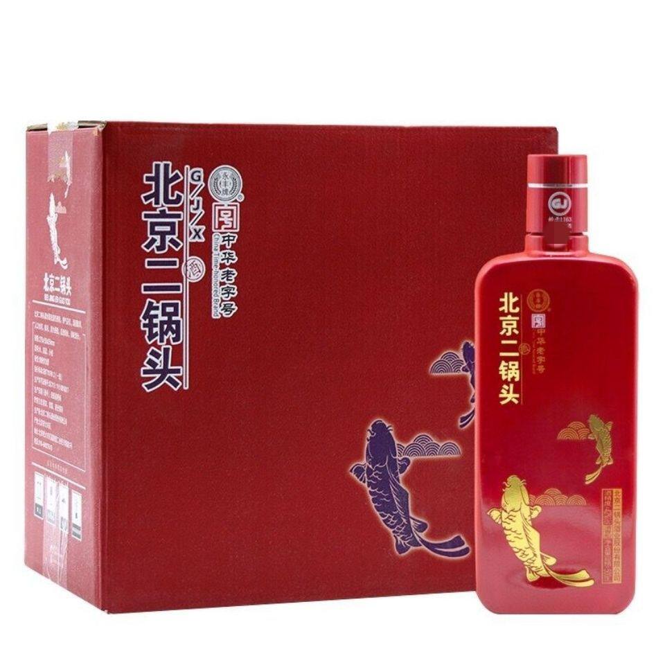 北京二锅头永丰牌红龙42度清香型白酒500ml*6瓶整箱粮食酿造