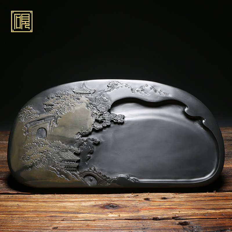 【孤品】匠心非遗大师老坑砚台《溪山观泉》精品天然原石砚台高端文房礼品书法绘画作品用歙砚文房端砚