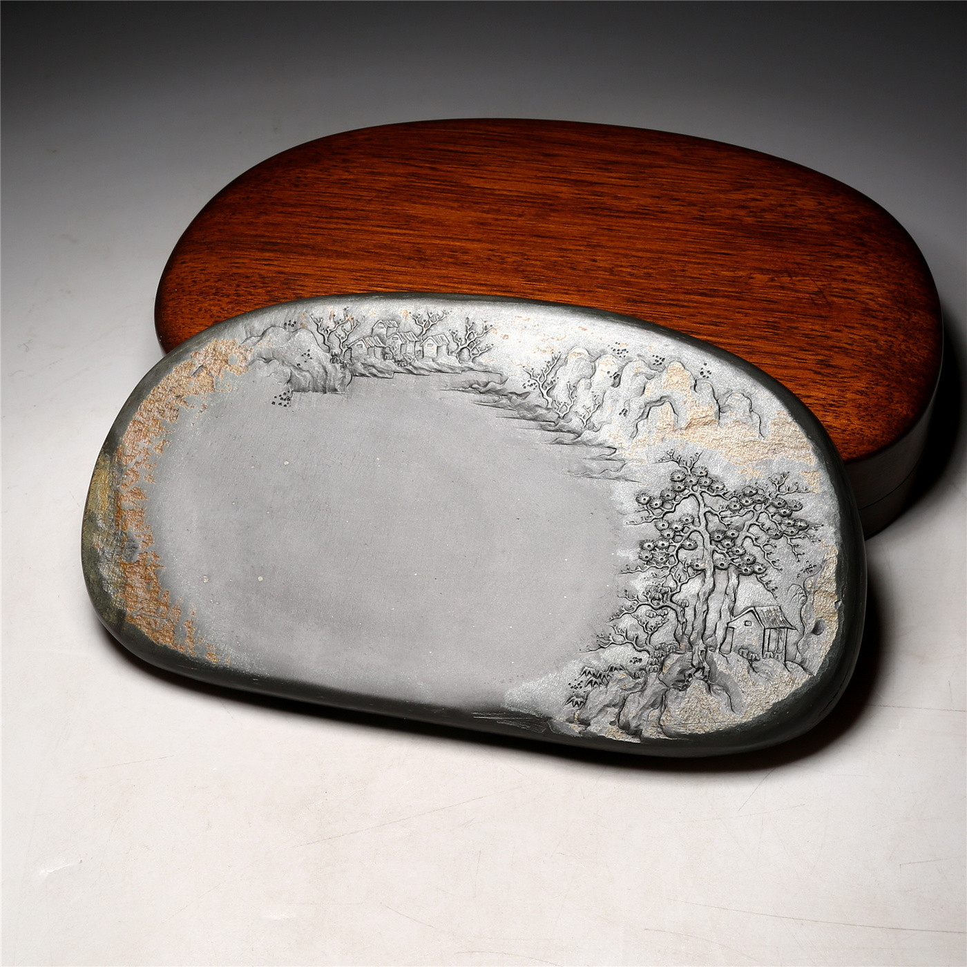 一物一拍匠心非遗大师砚 千里江山 高档老坑原石砚台 珍藏品手工砚老坑原石歙砚精品品高档原石歙砚文房端砚