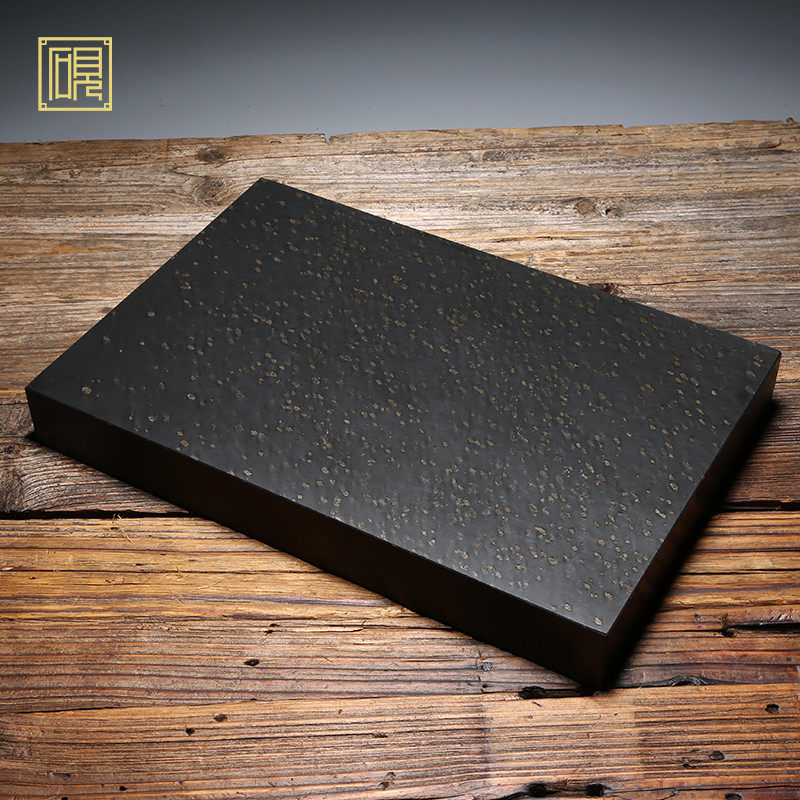 匠心非遗 歙砚老坑金星原石砚板 收藏品 天然满天星金星砚料平板砚台