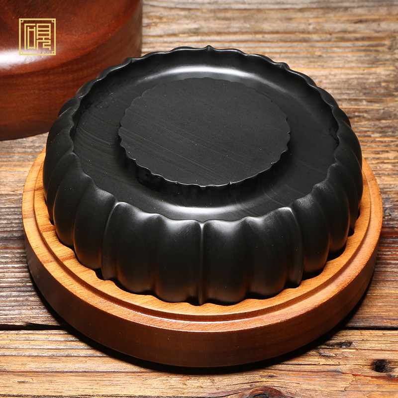 匠心非遗/莲花砚/名师老坑砚台手工雕刻天然原石老坑四大名坑金星龙尾山安徽歙县歙砚端砚高档文房四宝砚台