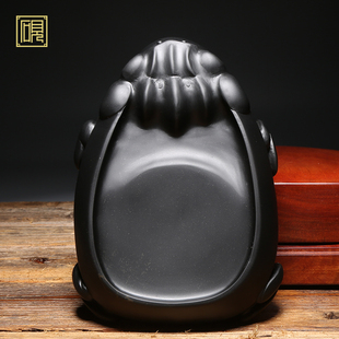 孤品歙砚老坑砚台《挺蛙声一片》名师作品手工雕刻四大名坑高档砚台送领导送老师礼品收藏端砚书法绘画文房