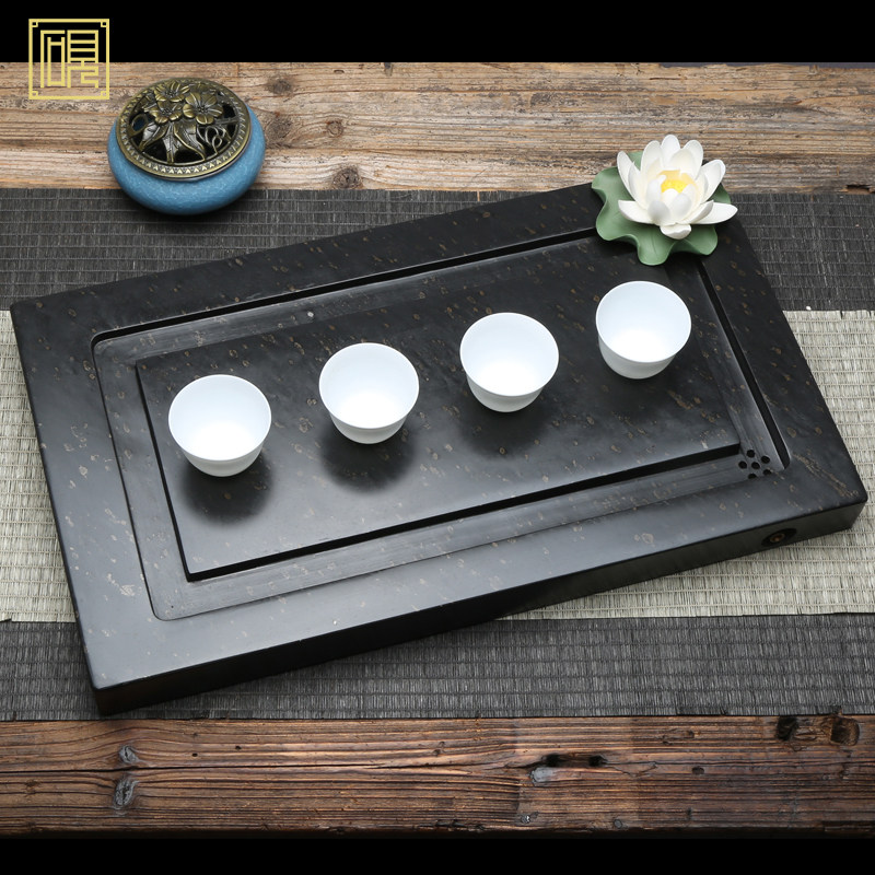 【孤品】匠心非遗老坑砚石茶盘 茶海 大师雕刻设计《四水归堂》高端文房功夫茶具茶台精品原石歙砚端砚
