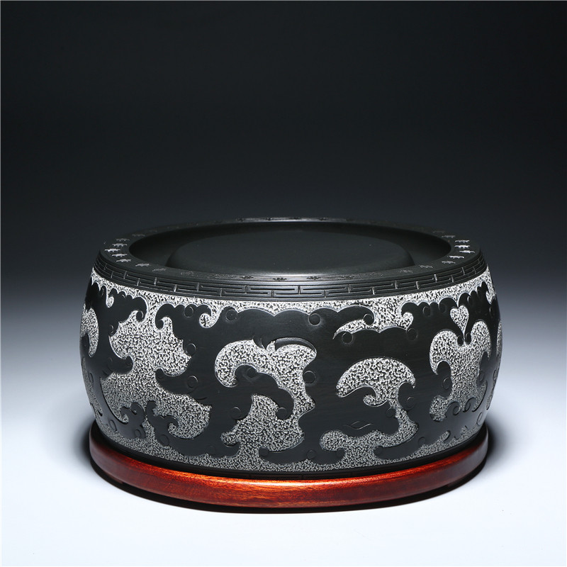 【孤品 一物一图】非遗名师砚台作品/古龙砚/手工雕刻制作老坑原石歙砚天然原石高档文房礼品收藏端砚