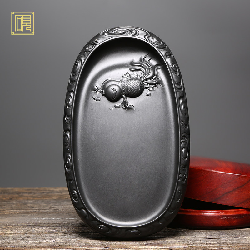 名家作品精品歙砚金玉小砚老品