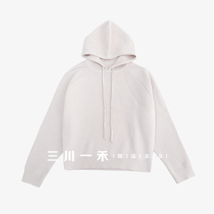 三川一禾女士连帽针织衫2025冬新款时尚百搭休闲毛衣上衣