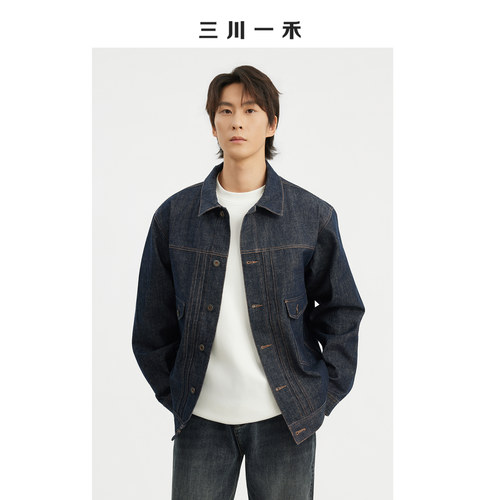 男士工装风帅气翻领夹克牛仔外套