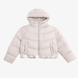 三川一禾简法主义女士时尚连帽短款羽绒服2025冬新款保暖外套上衣