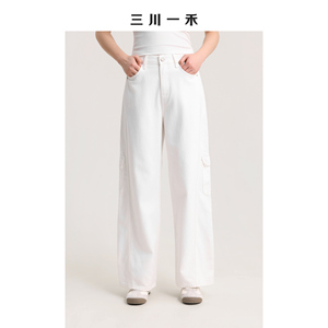 三川一禾女士工装休闲百搭显瘦春季阔腿牛仔裤