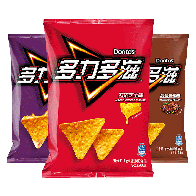 doritos/多力多滋玉米片劲浓芝士味68g袋小吃薯片零食休闲